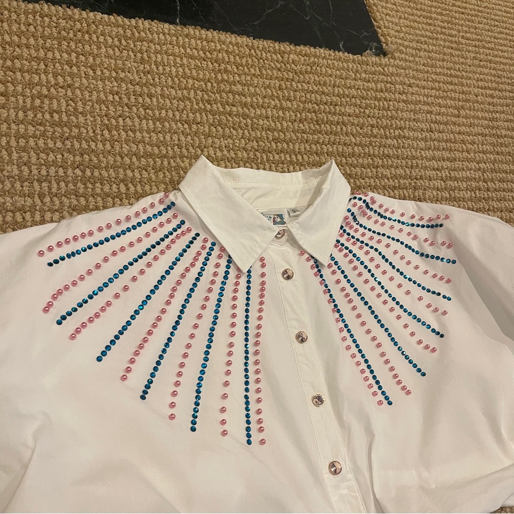 Queen of Sparkles Button Up Pink And Blue Pearl Bubble Set Small - Picture 6 of 11